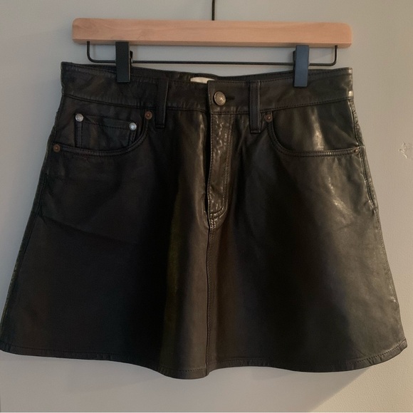 Denim & Supply Ralph Lauren Black Leather Mini Skirt - Picture 1 of 5